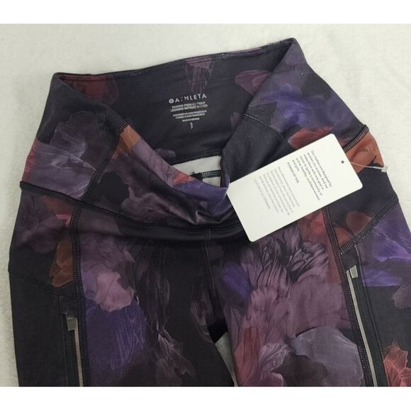 NWT Athleta Rainier Tights Printed Leggings Night Bloom Black Small - Picture 5 of 6